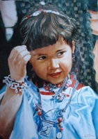 Портрет девочки (с открытки). (40х50  Н. Резник)