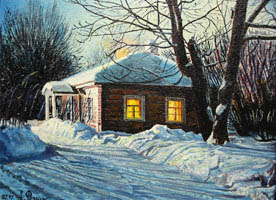 Зимний вечер. 30х40, Н.Резник