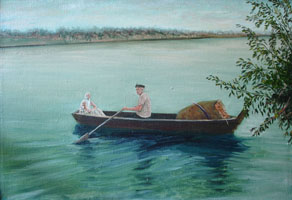 На переправе. 30х40, Н.Резник